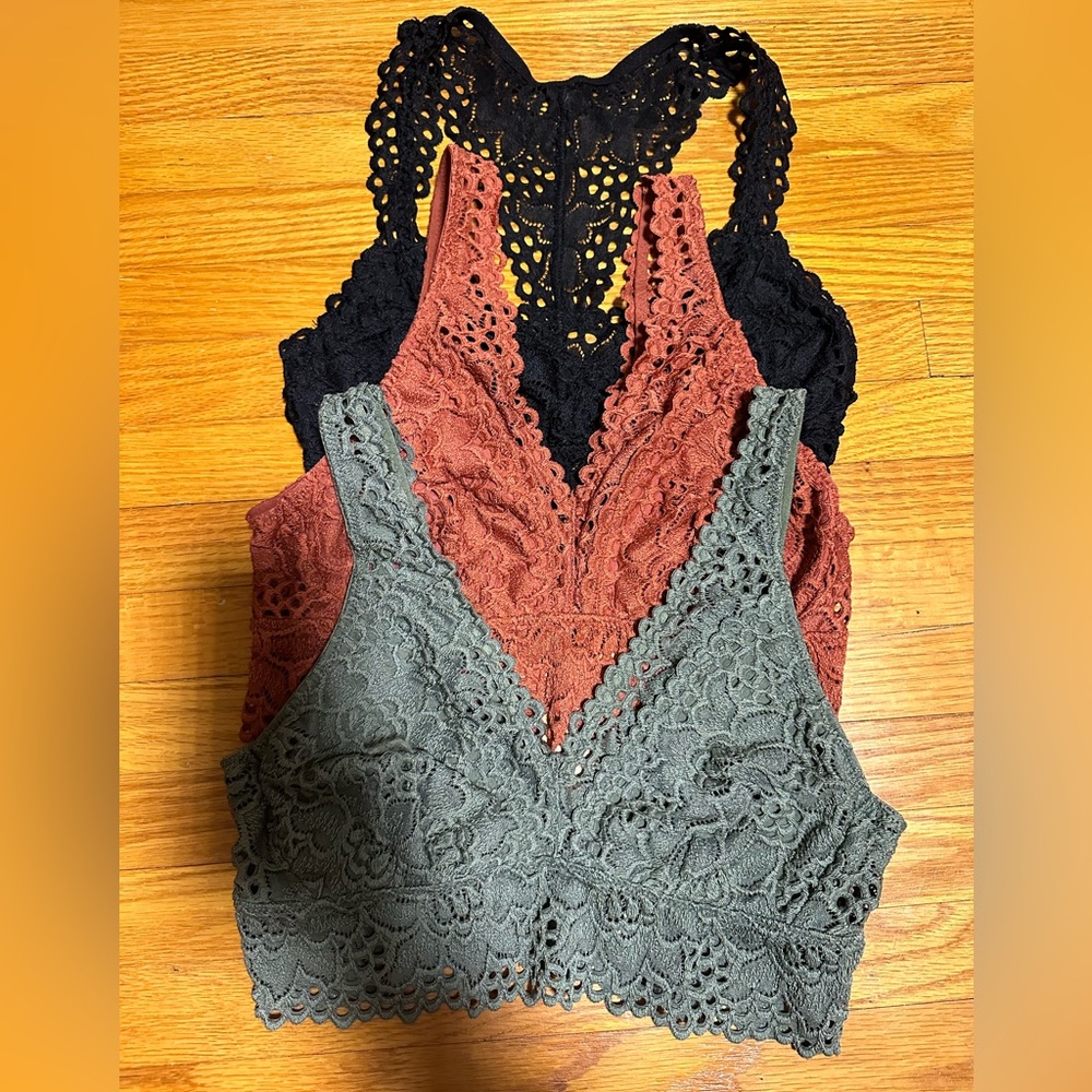 3 Aerie Boho Lace Bralettes